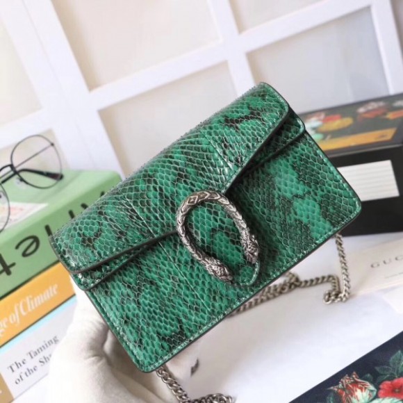 Green Dionysus Super Mini Snakeskin Bag