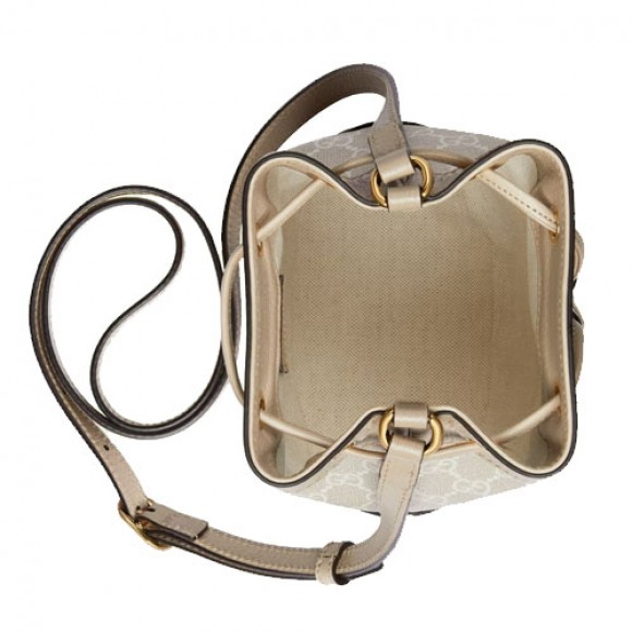 Ophidia GG mini bucket bag Beige and white GG