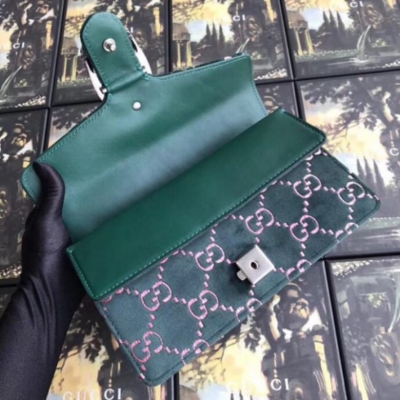 Green Dionysus GG Velvet Small Bag