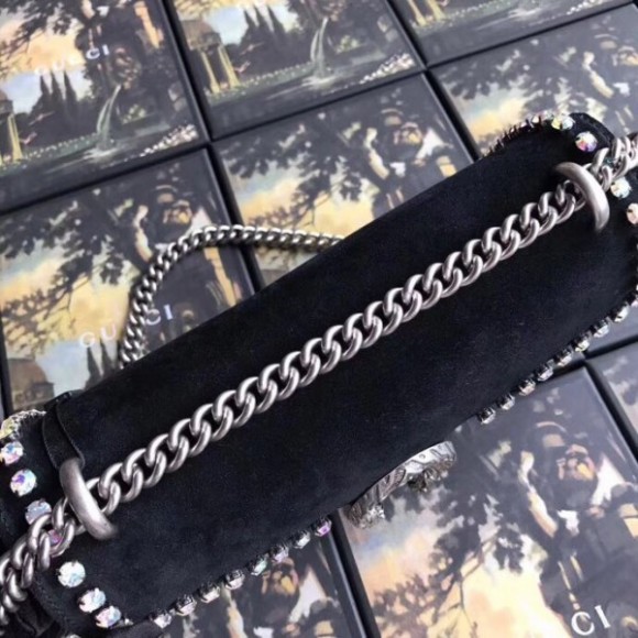 Black Dionysus Suede Crystal Small Shoulder Bag