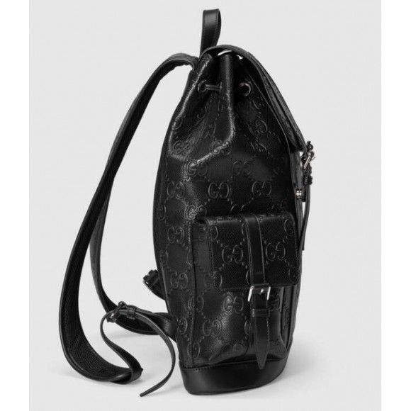 G*u*i gg print embossed backpack black patent leather