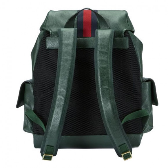 Ophidia GG medium backpack Green leather