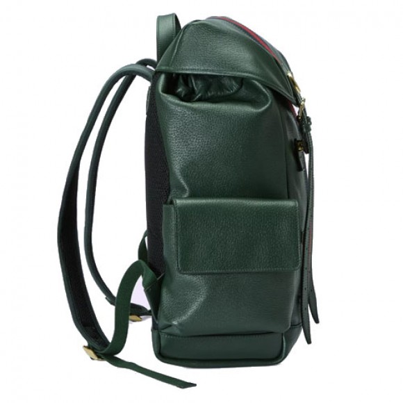 Ophidia GG medium backpack Green leather