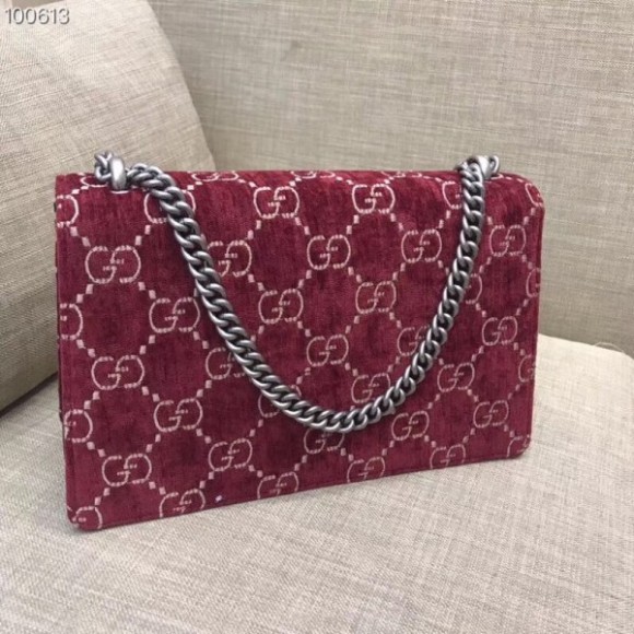 Red Dionysus GG Velvet Small Shoulder Bag