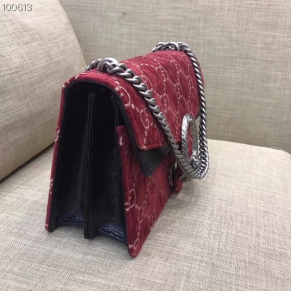 Red Dionysus GG Velvet Small Shoulder Bag