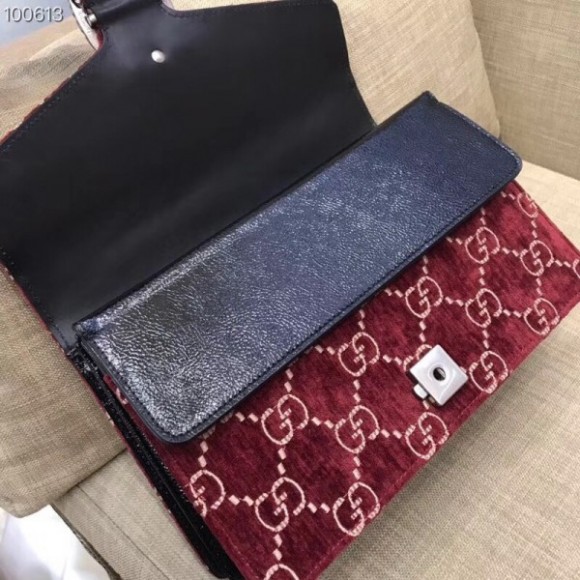 Red Dionysus GG Velvet Small Shoulder Bag