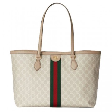 Ophidia GG medium tote Beige and white Ophidia GG medium tote Beige and white