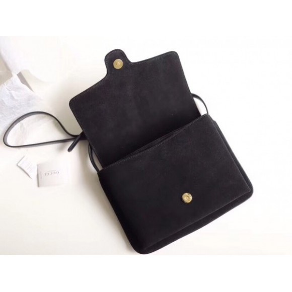 Black Suede Arli Medium Shoulder Bag