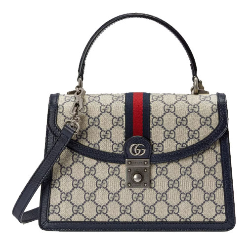 Ophidia GG small top handle bag Beige and blue