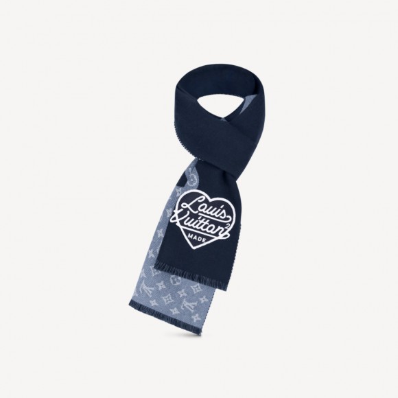 l**is V*t*n x nigo mp3255 monogram drip blue scarf