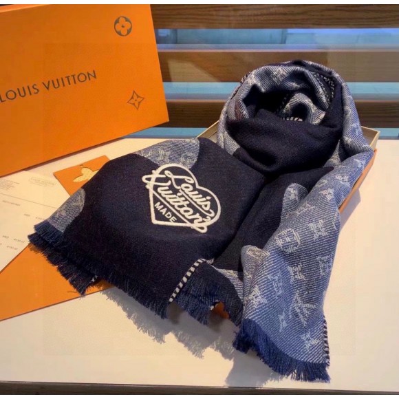 l**is V*t*n x nigo mp3255 monogram drip blue scarf