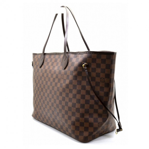 l**is V*t*n n51106 neverfull gm shoulder bag damier ebene canvas