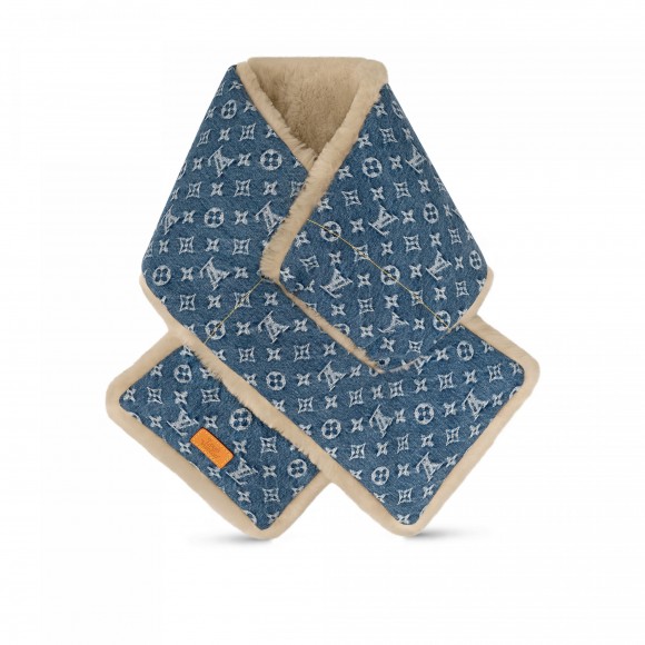 l**is V*t*n mp2703 blue shearling denim scarf