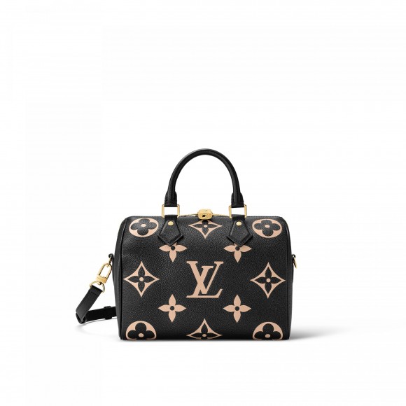 Louis Vuitton M58947 Speedy Bandoulière 25 Bicolor Monogram Empreinte Leather Black Beige Louis Vuitton M58947 Speedy Bandoulière 25 Bicolor Monogram Empreinte Leather Black Beige