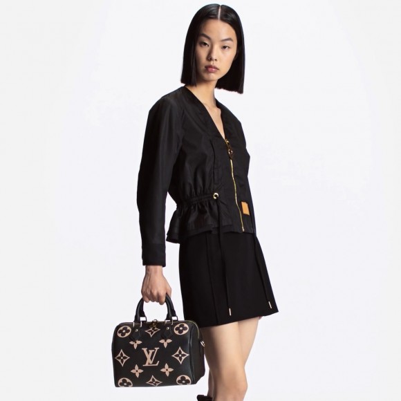 Louis Vuitton M58947 Speedy Bandoulière 25 Bicolor Monogram Empreinte Leather Black Beige Louis Vuitton M58947 Speedy Bandoulière 25 Bicolor Monogram Empreinte Leather Black Beige