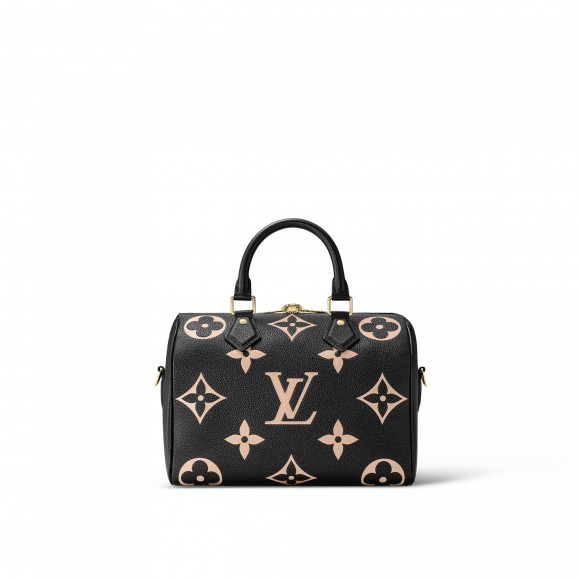 Louis Vuitton M58947 Speedy Bandoulière 25 Bicolor Monogram Empreinte Leather Black Beige Louis Vuitton M58947 Speedy Bandoulière 25 Bicolor Monogram Empreinte Leather Black Beige
