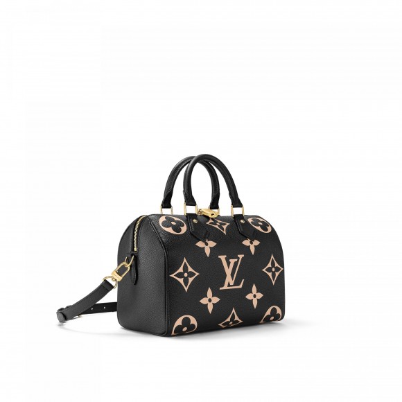 Louis Vuitton M58947 Speedy Bandoulière 25 Bicolor Monogram Empreinte Leather Black Beige Louis Vuitton M58947 Speedy Bandoulière 25 Bicolor Monogram Empreinte Leather Black Beige