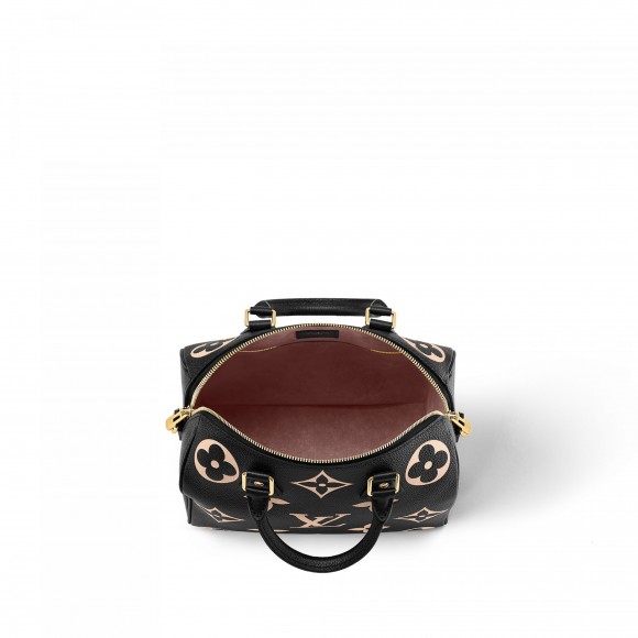 Louis Vuitton M58947 Speedy Bandoulière 25 Bicolor Monogram Empreinte Leather Black Beige Louis Vuitton M58947 Speedy Bandoulière 25 Bicolor Monogram Empreinte Leather Black Beige
