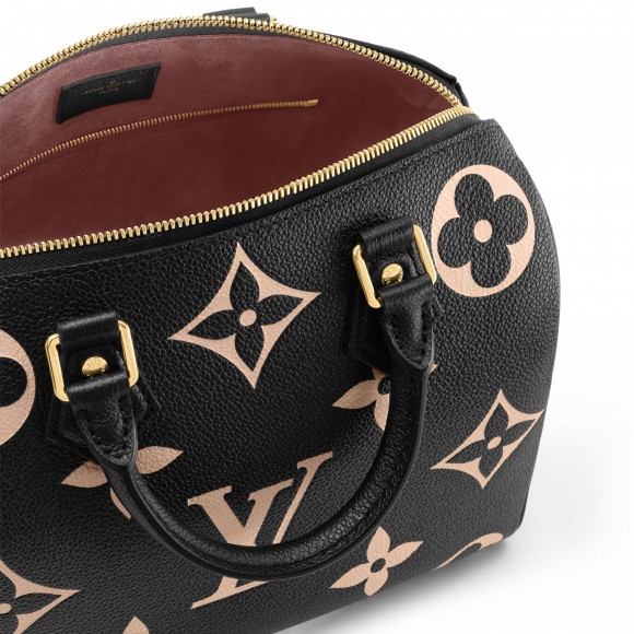 Louis Vuitton M58947 Speedy Bandoulière 25 Bicolor Monogram Empreinte Leather Black Beige Louis Vuitton M58947 Speedy Bandoulière 25 Bicolor Monogram Empreinte Leather Black Beige