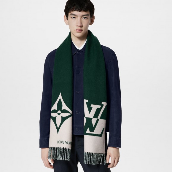 l**is V*t*n dark green m79139 graphic dual scarf