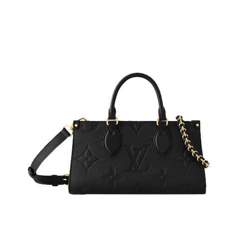 Louis Vuitton M23640 OnTheGo East West Women Tote Bag Black Embossed Grained Cowhide Leather