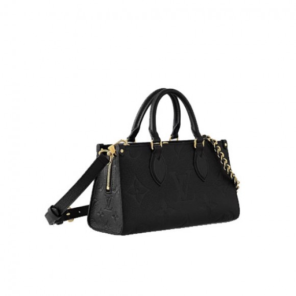 l**is V*t*n m23640 onthego east west women tote bag black embossed grained cowhide leather