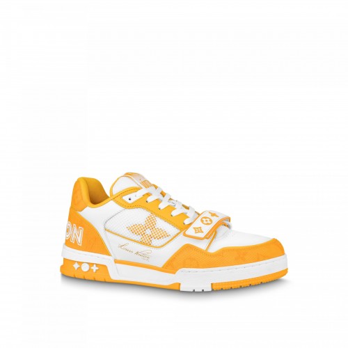 Louis Vuitton LV Trainer Sneaker Velcro strap Monogram denim Yellow 1A9ZD4 Louis Vuitton LV Trainer Sneaker Velcro strap Monogram denim Yellow 1A9ZD4