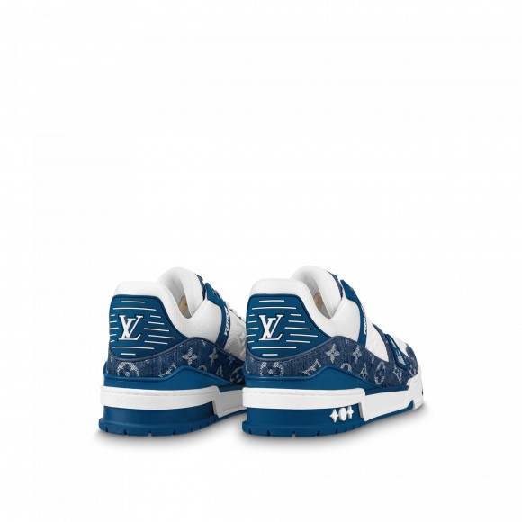 Louis Vuitton Trainer Sneaker Monogram Denim White Blue 1A9JH1 Louis Vuitton Trainer Sneaker Monogram Denim White Blue 1A9JH1