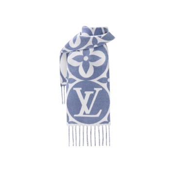Louis Vuitton Blue M79214 FLIGHT MODE LV Medallion Scarf Louis Vuitton Blue M79214 FLIGHT MODE LV Medallion Scarf