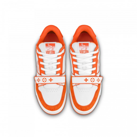 l**is V*t*n lv trainer sneaker velcro strap monogram denim orange 1a9zbg