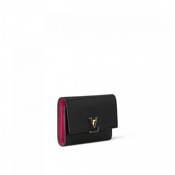 l**is V*t*n m62157 capucines compact wallet black pink