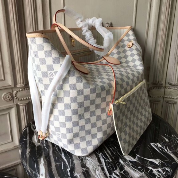 l**is V*t*n damier azur canvas neverfull gm n41360