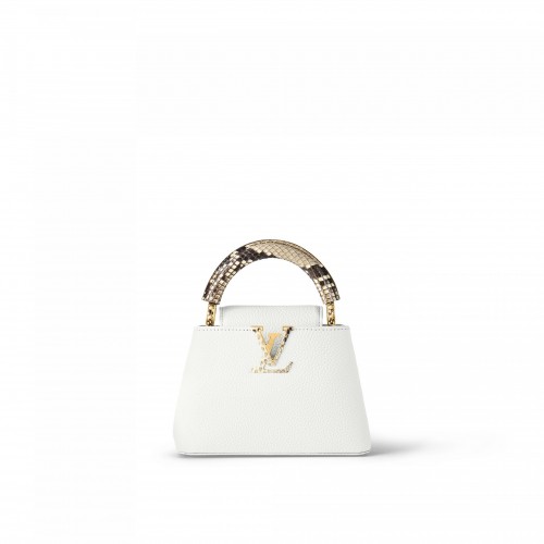 Louis Vuitton N98477 Capucines Mini Python Snow White