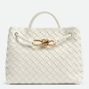 Bottega Veneta Medium Andiamo Bag In White Intrecciato Lambskin