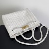 Bottega Veneta Medium Andiamo Bag In White Intrecciato Lambskin