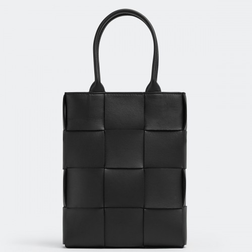 Bottega Veneta Cassette Mini Tote Bag In Black Lambskin