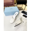 Prada Heeled Sandals 75mm in White Brushed Leather