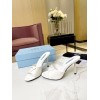 Prada Heeled Sandals 75mm in White Brushed Leather