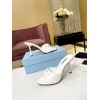 Prada Heeled Sandals 75mm in White Brushed Leather