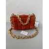 Bottega Veneta Chain Cassette Bag In Maple Intrecciato Suede Calfskin