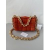 Bottega Veneta Chain Cassette Bag In Maple Intrecciato Suede Calfskin