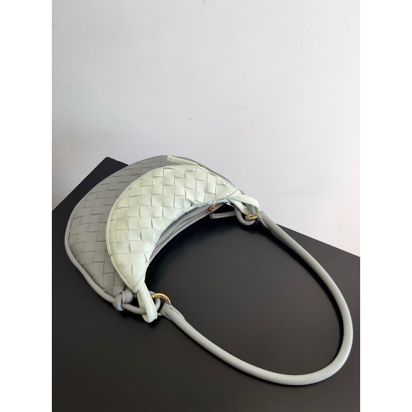 Bo*te*ga ve*ne*ta gemelli small bag in grey/glacier intrecciato lambskin