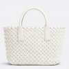 Bottega Veneta Cabat Mini Bag In White Intrecciato Lambskin