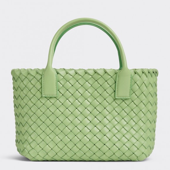 Bo*te*ga ve*ne*ta cabat mini bag in pistachio intrecciato lambskin