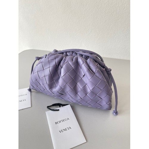 Bottega Veneta Mini Pouch with Strap in Wisteria Intrecciato Lambskin