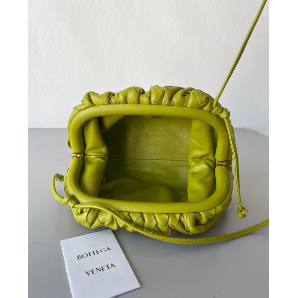 Bo*te*ga ve*ne*ta mini pouch with strap in kiwi intrecciato lambskin