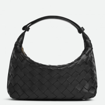 Bottega Veneta Mini Wallace Bag in Black Intrecciato Calfskin Bottega Veneta Mini Wallace Bag in Black Intrecciato Calfskin