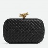 Bottega Veneta Knot Minaudiere Clutch In Black Intrecciato Lambskin