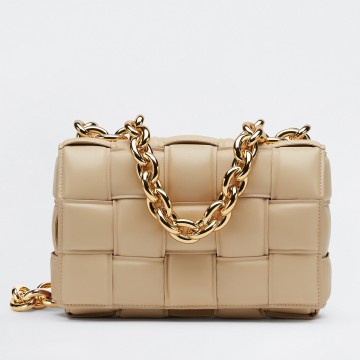 Bottega Veneta Chain Cassette Bag In Porridge Intrecciato Lambskin Bottega Veneta Chain Cassette Bag In Porridge Intrecciato Lambskin