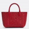 Bottega Veneta Cabat Mini Bag In Red Intrecciato Lambskin